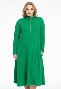 Pullover-dress zipped collar RIB - green - #1