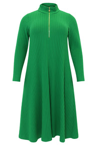Pullover-dress zipped collar RIB - green - #3