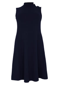 Dress A-line sleeveless DIAGONAL - blue - #1