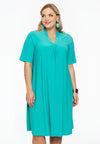 Dress short sleeve pleats DOLCE - turquoise - #1