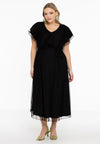 Dress Frilled V-neck MESH - black