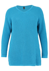 Pullover V-neck KNIT ECO - turquoise - #1