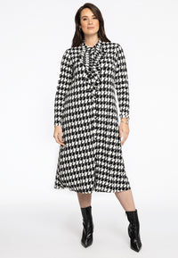 Blouse Dress Frilled PIED DE POULE - black - #1