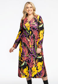 Dress long gather AURA - black - #1