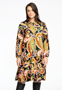Dress ruffled hem PAISLEY - black - #1