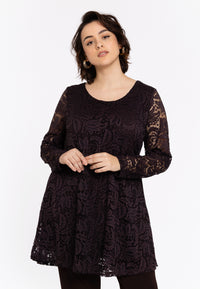 Tunic wide bottom LACE - brown - #1
