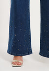 Jeans wide leg 5-pocket with strass - indigo - #6
