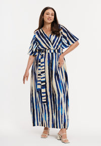 Maxi dress flare sleeve RIPPLES - blue - #2