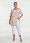 Tunic wide bottom FLOWER STAMP - light brown