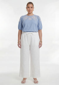 Trousers loose LINEN - white - #3