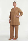 Trousers loose LINEN - light brown
