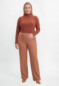 Trousers straight FISHBONE - mid brown - #1