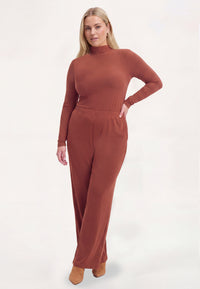 Trousers loose UNI R-DOLCE - mid brown - #4