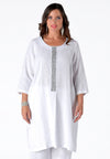 Dress beaded LINEN - white