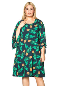 Dress A-line wide PINEAPPLE - blue - #2