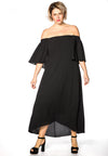 Dress long elastic back - black