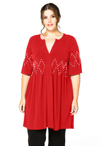 Tunic ruffled pearls DOLCE - red - #1