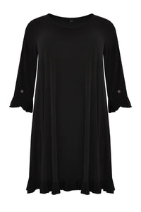 Dress ruffled button sleeve DOLCE - black - #4
