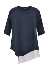 Blouse asym linen - blue - #4