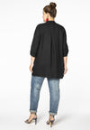 Blouse asymmetric ruffled LINEN - black - #3
