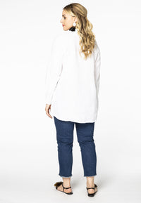 Blouse blind button closure LINEN - white - #3