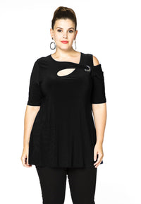 Tunic flare asymmetric DOLCE - black - #1