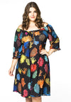 Dress wide neck CORAL - black