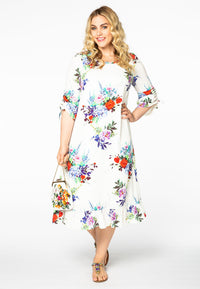 Dress ruffled bottom BOUQUET - white - #1