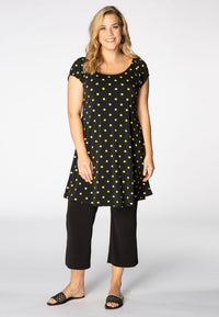 Tunic puckered shoulder DOTS - black - #1
