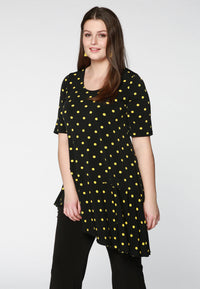 Shirt asymmetric wide bottom DOTS - black - #2