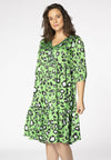 Dress beaded v-neck LEOPARD - green