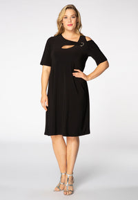 Dress DOLCE asymmetric neck - black - #1