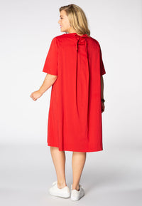 Dress tied back stretch cotton - red - #3