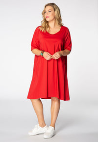 Dress tied back stretch cotton - red - #2