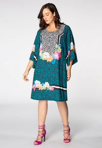 Dress wide sleeves LEO FLOWER - blue - #1