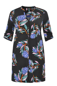 Tunic VERA grandad collar - black - #4