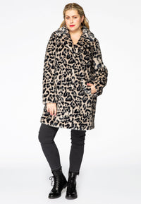 Coat fake fur LEOPARD - grey - #1