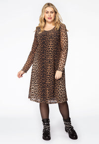 Dress A-line LEOPARD - brown - #1