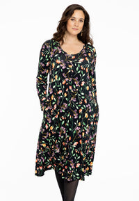 Dress V-neck pleat FLEUR - black - #2