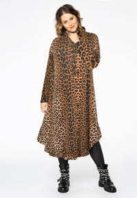 Blouse-jurk ruches LEOPARD - brown - #1