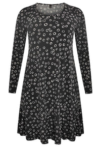 Dress frilled bottom CIRCLES - black - #4