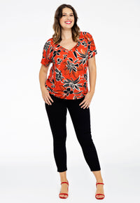 Shirt double V-neck MIX PRINT - red - #1