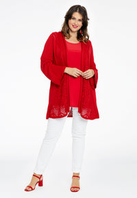 Cardigan long AJOUR - red - #1