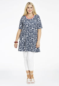 Tunic wide bottom LEAVES - blue - #1