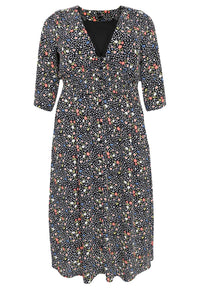 Dress buttoned FLOWER RAIN - black - #4