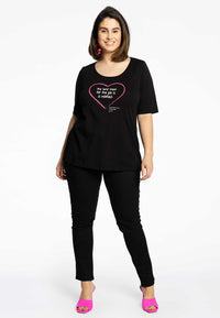 T-Shirt relax 'a women's heart' - black - #1