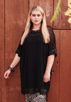 Tunic wide mousse / fake leather - black - #5