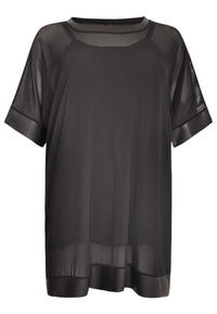 Tunic wide mousse / fake leather - black - #4