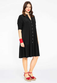 Dress frilled grandad collar DOLCE - black - #1