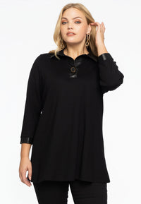 Tunic faux leather details INTERLOCK - black - #2